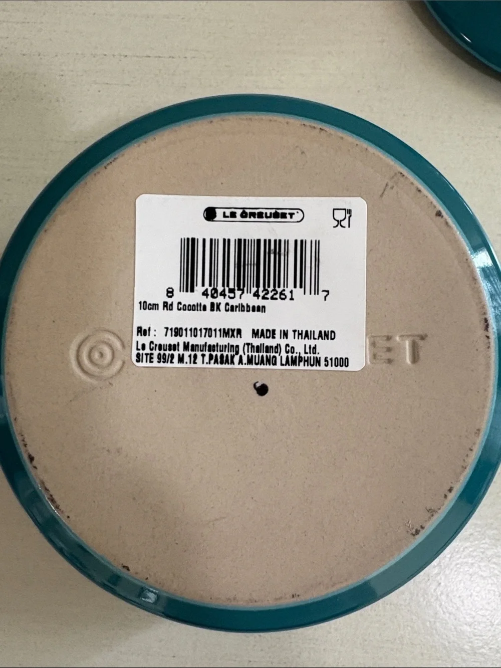 Le Creuset Teal Blue Enamel Cast Iron Round Dutch Oven 10cm Round NWT